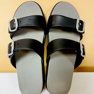 BLACK Dansko Kandi Slip-On Adjustable Sandal for Women, Size 41 (10); worn ONCE